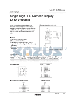 LA-401ED datasheet - Single Digit LED Numeric Display