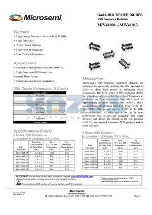 MIV41003-29 datasheet - MIV41001 ISIS Frequency Multiplier