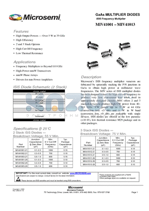 MIV41011-21 datasheet - MIV41001 ISIS Frequency Multiplier