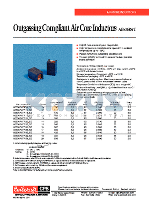 AE536RATR11_SZ datasheet - Outgassing Compliant Air Core Inductors