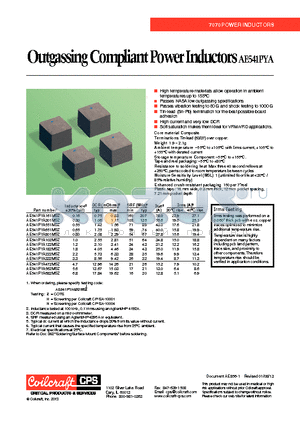 AE541PYA datasheet - Outgassing Compliant Power Inductors
