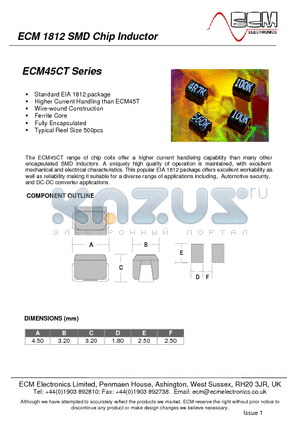 ECM45CT-1R0 datasheet - SMD Chip Inductor