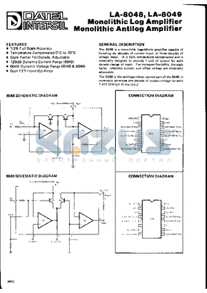 LA-8048-CC datasheet - MONOLITHIC LOG/ANTILOG AMPLIFIER