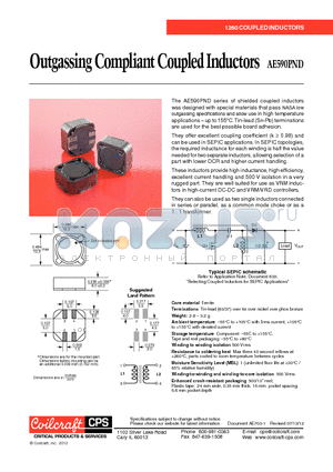 AE590PND103MSZ datasheet - Outgassing Compliant Coupled Inductors
