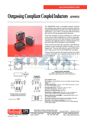 AE590PND123MSZ datasheet - Outgassing Compliant Coupled Inductors