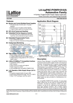 LA-ISPPAC-POWR1014 datasheet - In-System Programmable Power Supply Supervisor, Reset Generator and Sequencing Controller