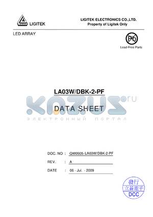 LA03W-DBK-2-PF datasheet - LED ARRAY