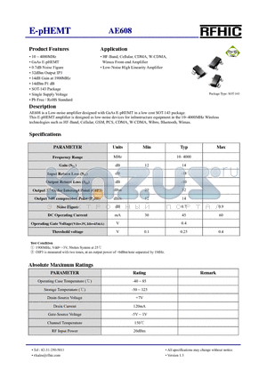 AE608 datasheet - E-pHEMT