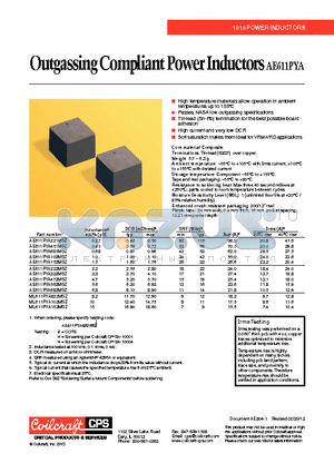 AE611PYA datasheet - Outgassing Compliant Power Inductors