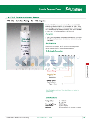 LA100P225-4 datasheet - Special Purpose Fuses