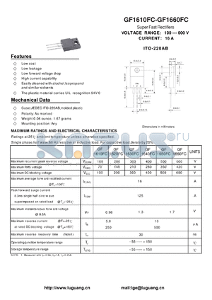 GF1610FC datasheet - Super Fast Rectifiers