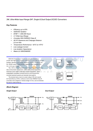 MIW2100 datasheet - 3W, Ultra-Wide Input Range DIP, Single & Dual Output DC/DC Converters