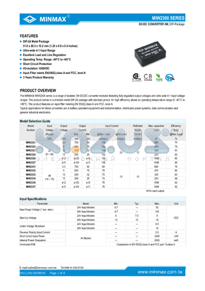 MIW2324 datasheet - DC/DC CONVERTER 3W, DIP-24 Metal Package