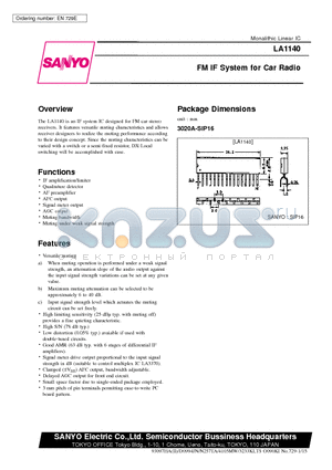 LA1140_09 datasheet - FM IF SYSTEM FOR CAR RADIO