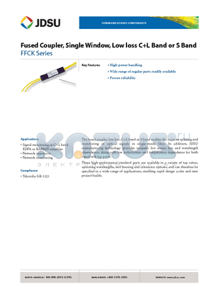 FFCK11L0 datasheet - Fused Coupler, Single Window, Low loss CL Band or S Band