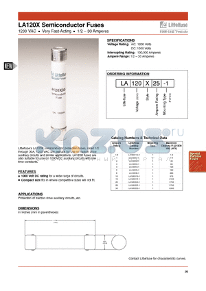 LA120X30-1 datasheet - LA120X Semiconductor Fuses