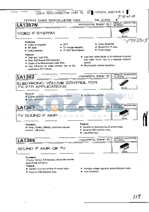 LA1362 datasheet - MONOLITHIC LINEAR IC