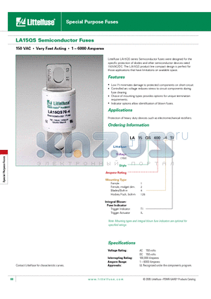 LA15QS1-2 datasheet - Special Purpose Fuses