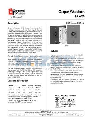 MIZ-24 datasheet - Cooper-Wheelock