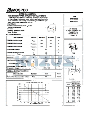 MJ10001 datasheet - POWER TRANSISTORS(20A,350-400V,175W)