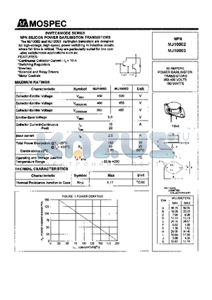 MJ10002 datasheet - POWER TRANSISTORS(10A,350-400V,150W)