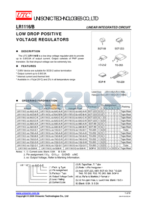 LR1116B datasheet - LOW DROP POSITIVE VOLTAGE REGULATORS