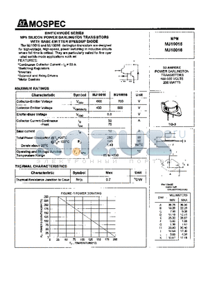MJ10015 datasheet - POWER TRANSISTORS(50A,400-500V,250W)