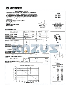 MJ10013 datasheet - POWER TRANSISTORS(10A,550-600V,175W)
