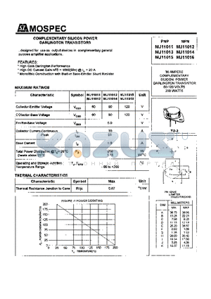 MJ11012 datasheet - POWER TRANSISTORS(30A,60-120V,200W)