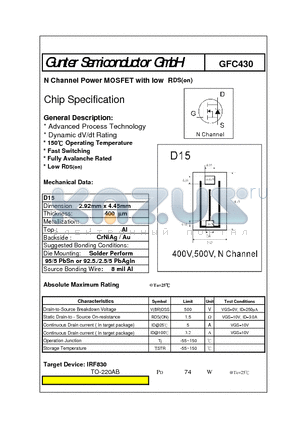 GFC430 datasheet - N Channel Power MOSFET with low RDS(on)