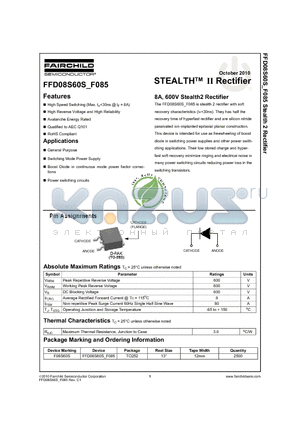 FFD08S60S datasheet - STEALTHTM II Rectifier 8A, 600V Stealth2 Rectifier