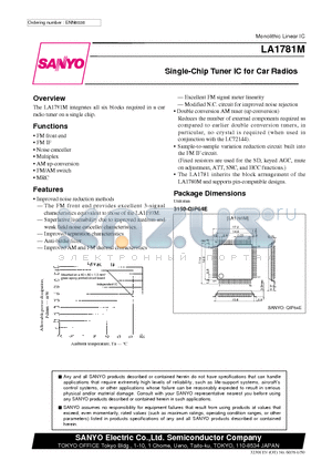 LA1781M datasheet - Single-Chip Tuner IC for Car Radios