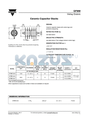 GFMM2505 datasheet - Ceramic Capacitor Stacks