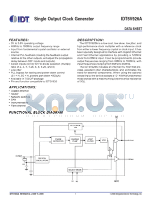 IDT5V926APGGI datasheet - Single Output Clock Generator