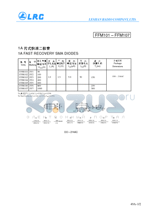 FFM101 datasheet - 1A FAST RECOVERY SMA DIODES