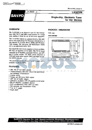 LA1875 datasheet - Single-Chip, Electronic Tuner for Car Stereo