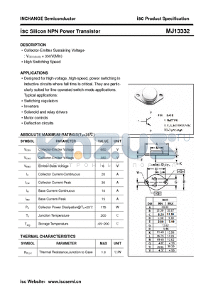 MJ13332 datasheet - Silicon NPN Power Transistor