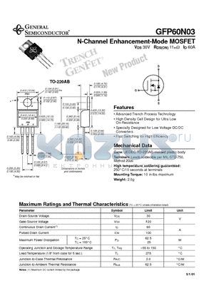 GFP60N03 datasheet - N-Channel Enhancement-Mode MOSFET