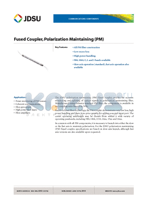 FFP-453145 datasheet - Fused Coupler,Polarization Maintaining (PM)
