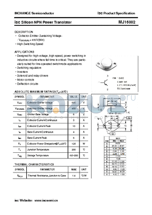 MJ16002 datasheet - isc Silicon NPN Power Transistor