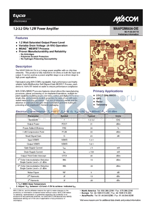 MAAPGM0036-DIE datasheet - 1.2-3.2 GHz 1.2W Power Amplifier