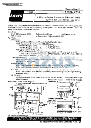 LA2200 datasheet - ARI (Autofahrer Rundfunk Informationen) System for Car Radios-SK Type