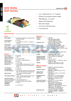 ECP225PS15 datasheet - 150/225 W Convection/ Forcedcooled