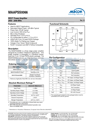 MAAPSS0066TR-3000 datasheet - WDCT Power Amplifier 2400 - 2500 MHz