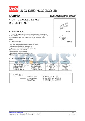 LA2284_11 datasheet - 5-DOT DUAL LED LEVEL METER DRIVER