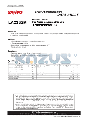 LA2335M datasheet - Monolithic Linear IC For Audio Equipment Control Transceiver IC