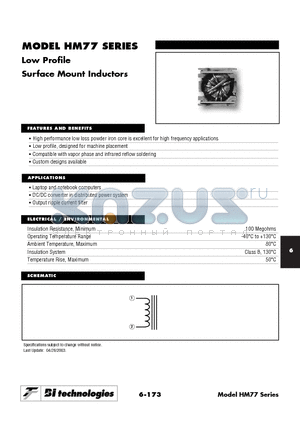 HM77-20001 datasheet - Low Profile Surface Mount Inductors