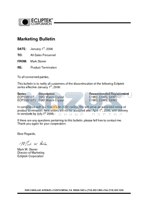 ECPSM310T1-32.768KTR datasheet - CRYSTAL