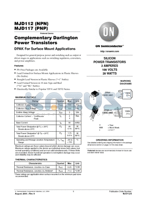 MJD112-001 datasheet - Complementary Darlington Power Transistors