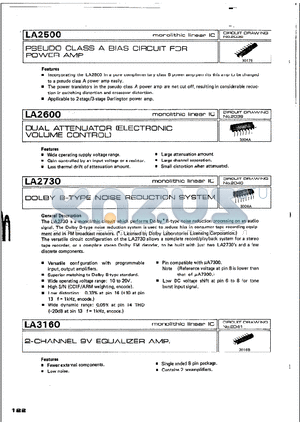 LA2730 datasheet - DOLBY B-TYPE NOISE REDUCYION SYSTEM